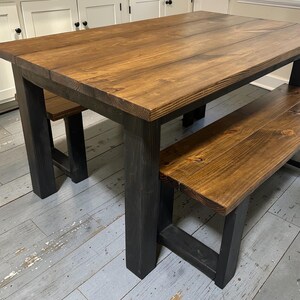 Farmhouse Kitchen Table Bench Solid Pine Rustic Dining Furniture Modern ...