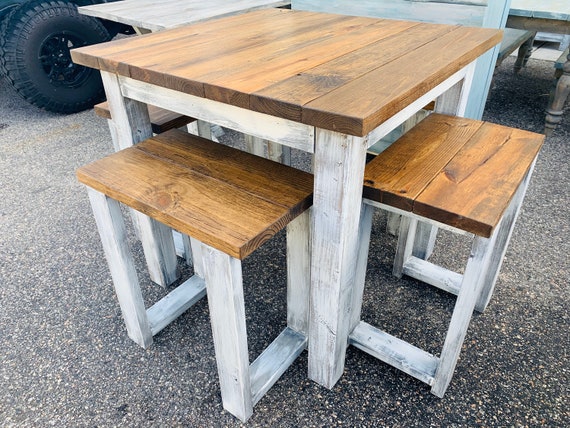 Counter Height Rustic Farmhouse Table, Rustic Counter High Dining Table