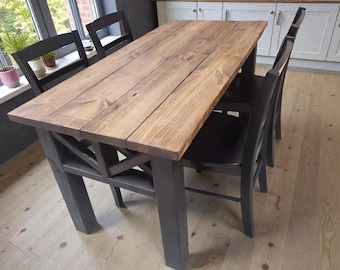 Rustic Farmhouse 6ft Dining Table Set | Narrow Kitchen Table With Chairs