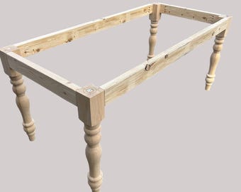 Yardenfun Wooden Table Leg – Farmhouse Dining Table Leg, Unfinished Turned Column, 16.9” Height, Solid Wood DIY Furniture Feet For Coffee Tables & Nightstands