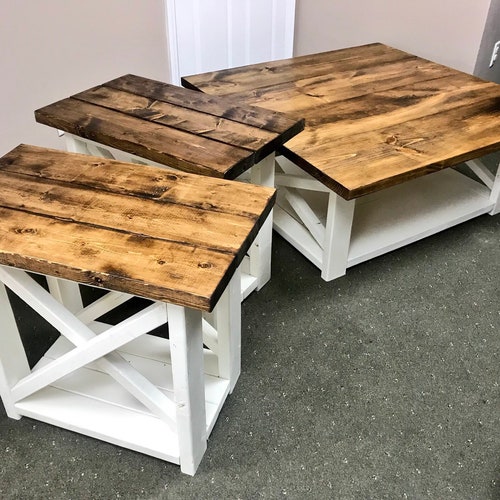 Farmhouse Living Room Set End Tables Set and Coffee Table Etsy