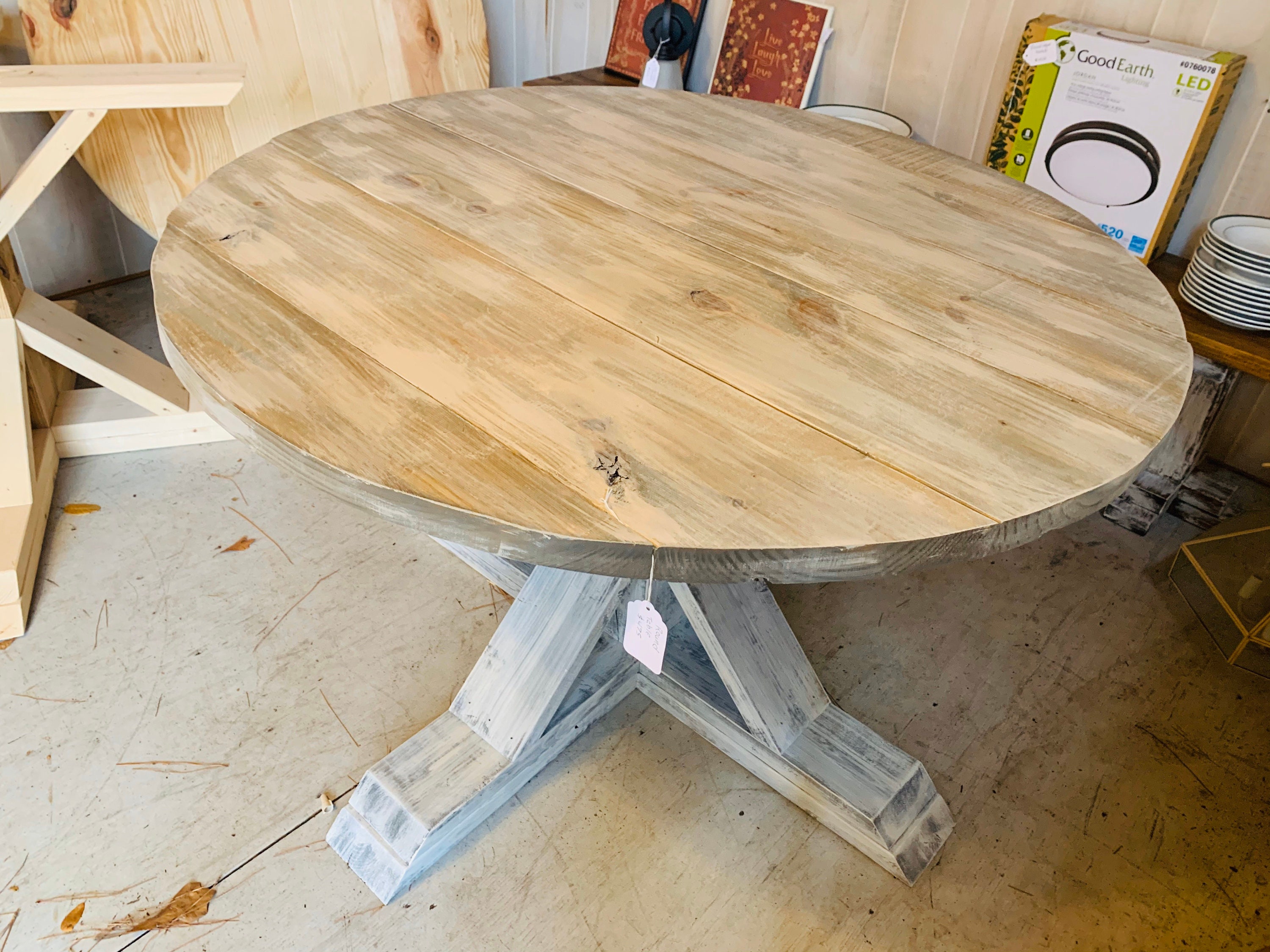 round 60 inch white distressed kitchen table