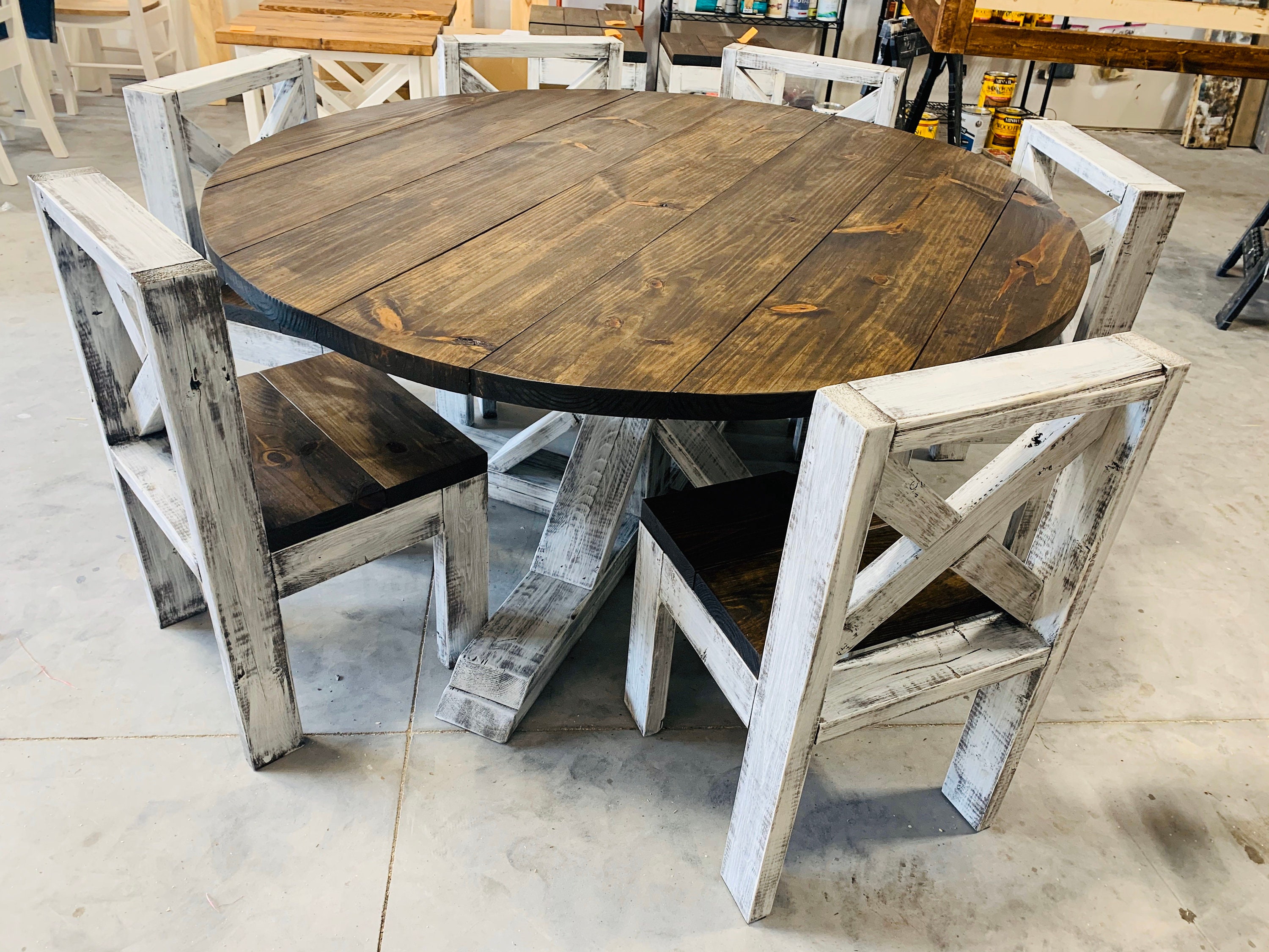 rustic white and wood kitchen table