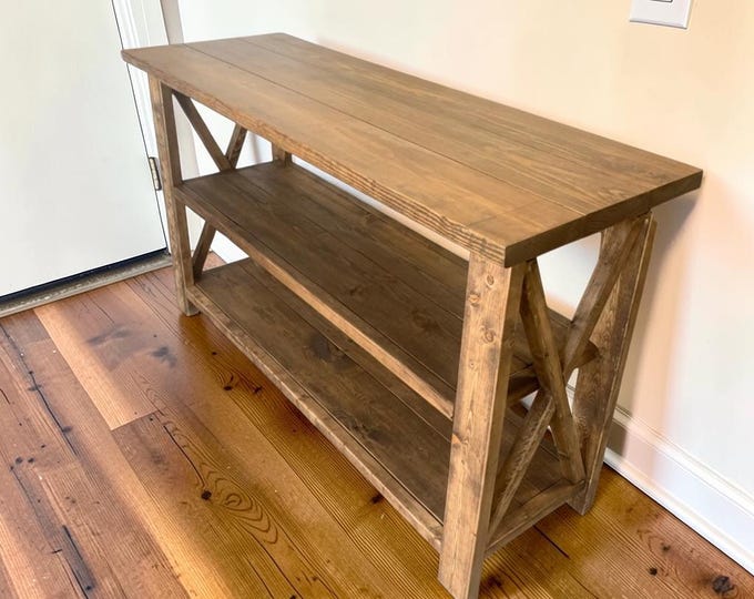 Farmhouse Console Table Wood Entryway Sofa Buffet Rustic Hallway Media Furniture Kitchen Storage