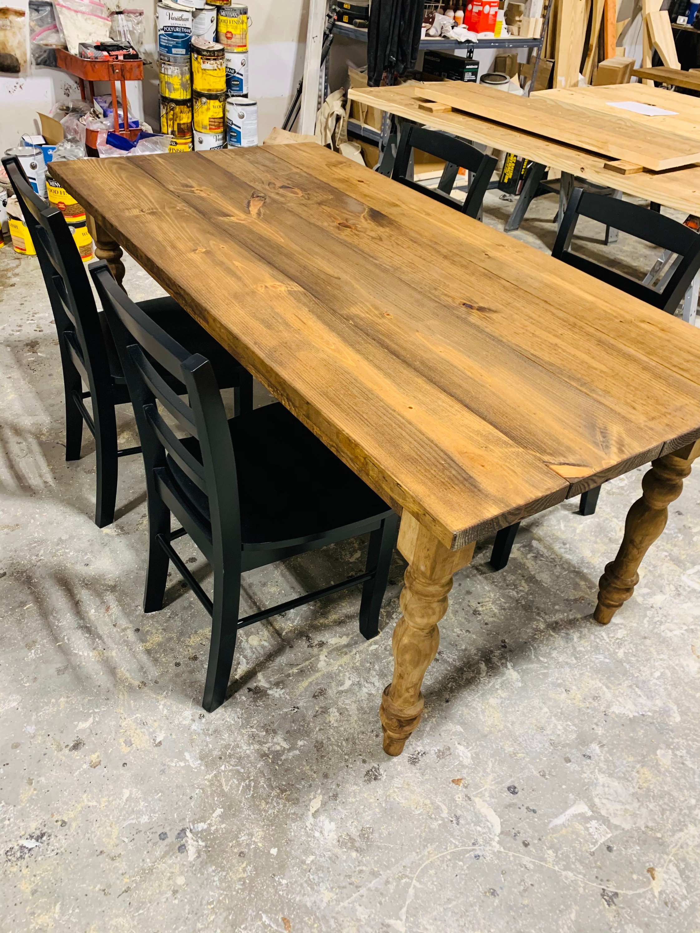 Black and brown farmhouse table deals