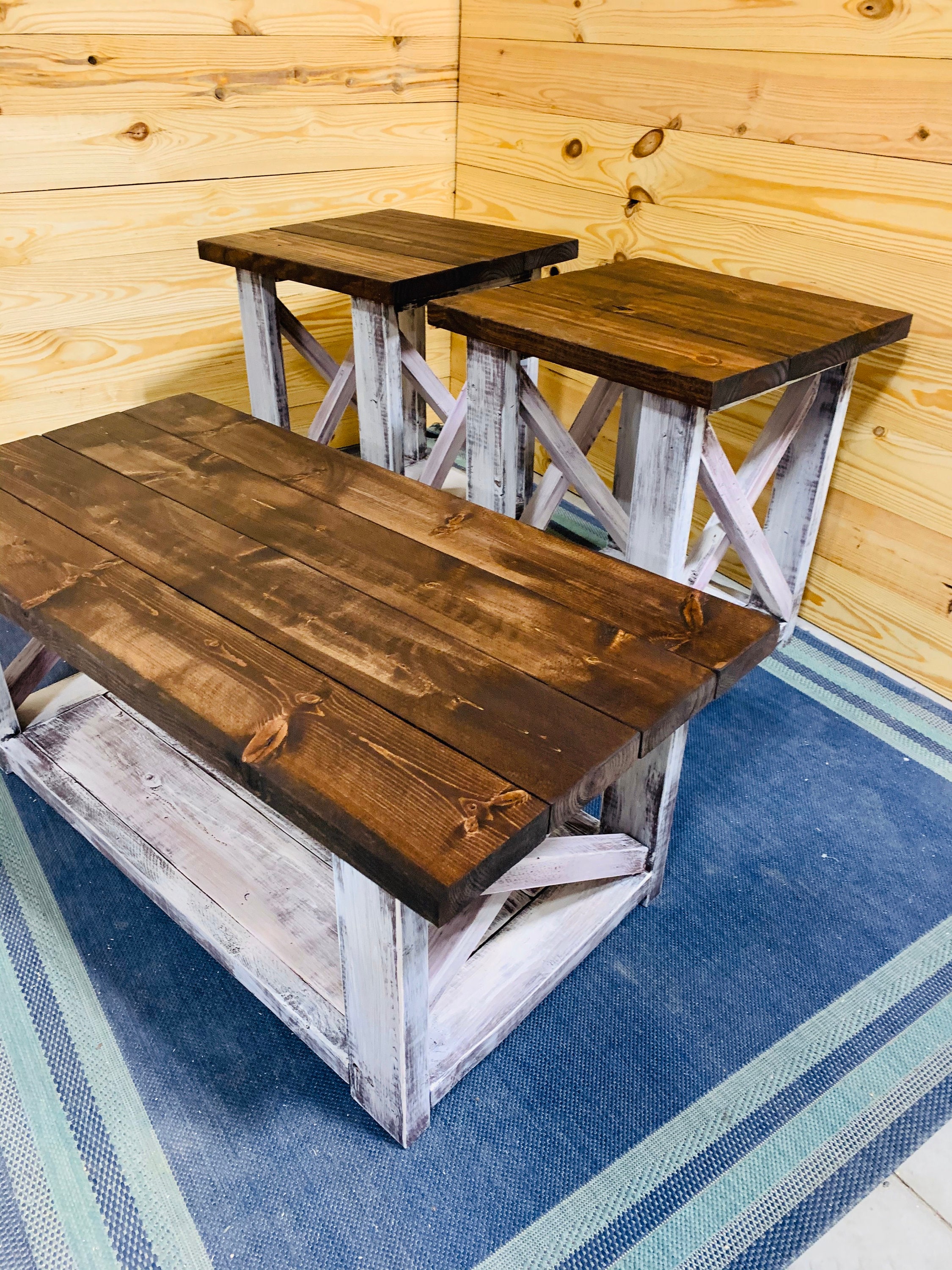 Farmhouse coffee outlet and end tables