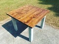 Square Farmhouse Table, Rustic Farmhouse Table, Provincial Brown Top Gray White Wash Base, Wooden Dining Table
