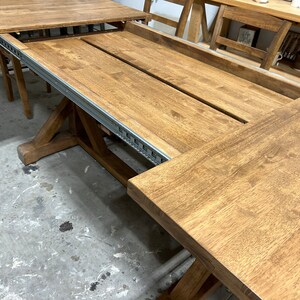 Extendable Farmhouse Dining Table Set: Provincial Brown Trestle Base - Etsy