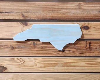 Small Aqua North Carolina Wooden Sign - NC Wall Décor