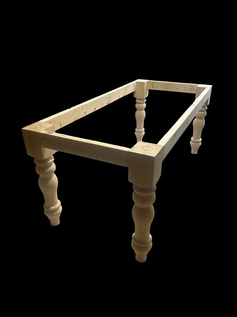 Actual unfinished chunky turned-leg table base kit
