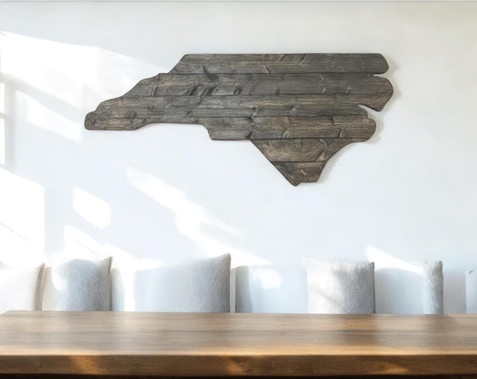Large North Carolina Wooden Sign - NC Wall Décor - Dark Walnut Brown