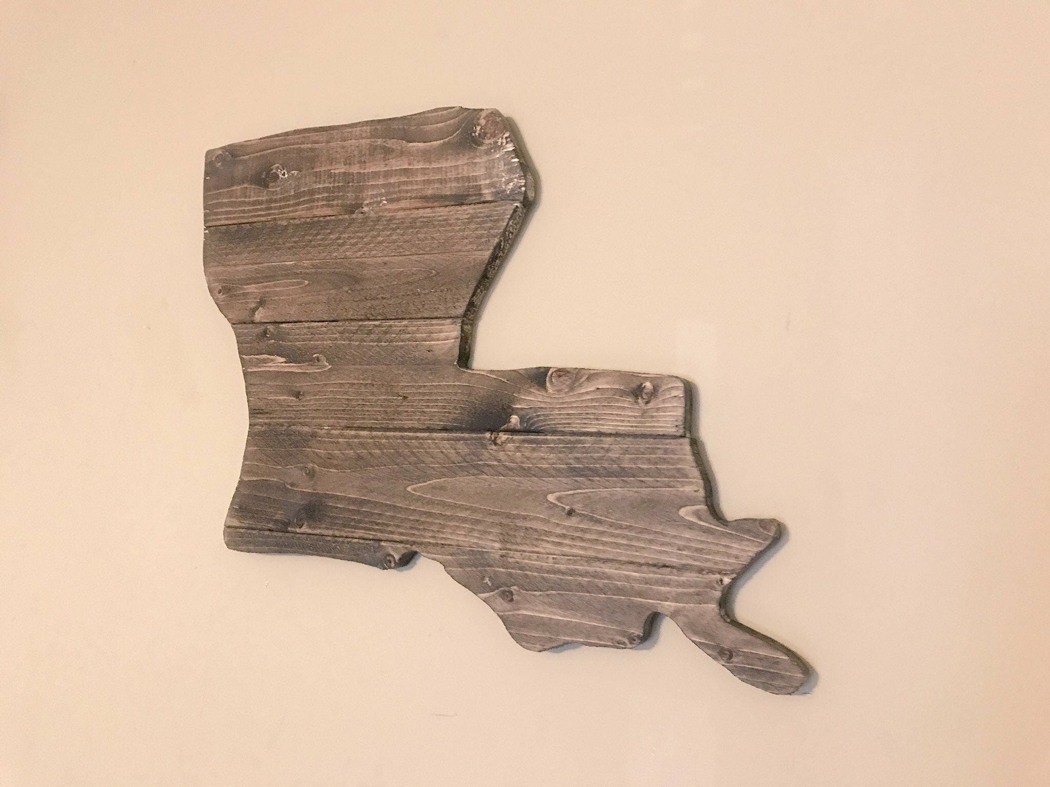 Louisiana Wooden State Cutout Sign with Rustic Walnut Stain LA wall Decor and Wall Art