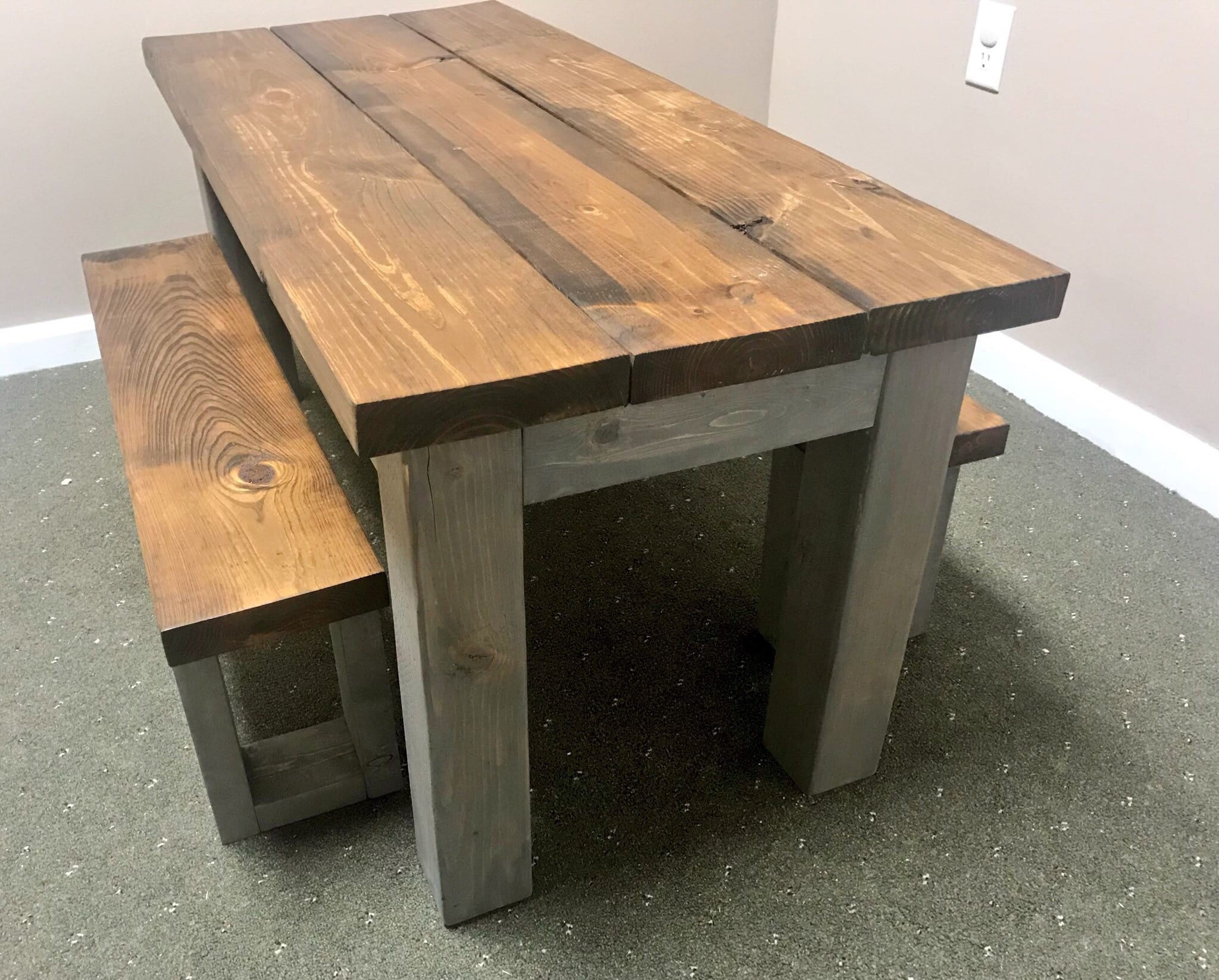 kids table with benches
