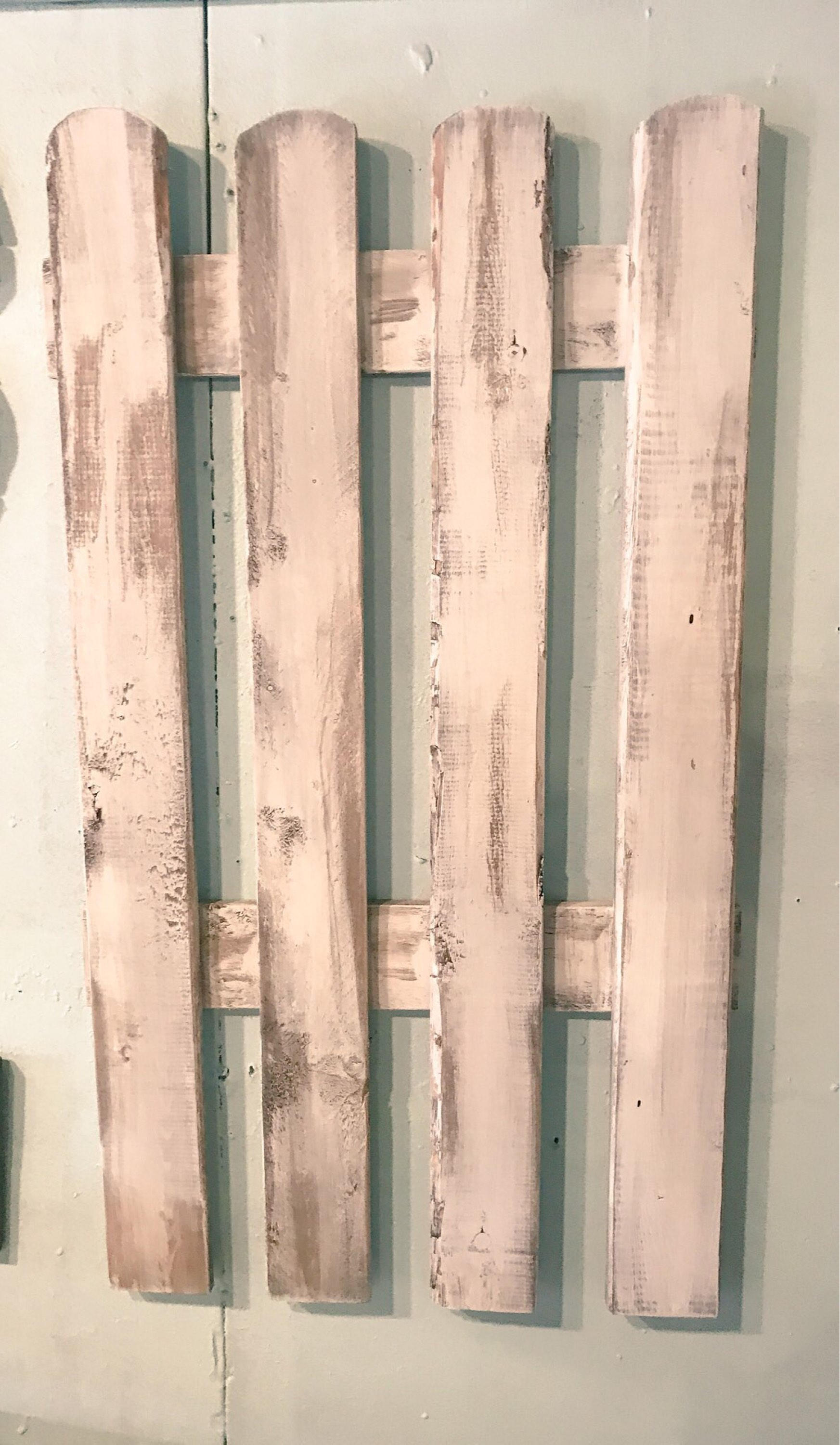 Picket Fence Farmhouse Wall Decor Large Wooden Vintage Wall Art Creamy