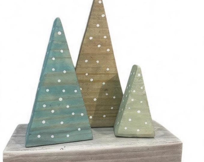 Wooden Christmas Tree Decor - Small Wooden Display Christmas Trees - Fun Colorful Holiday Decorations