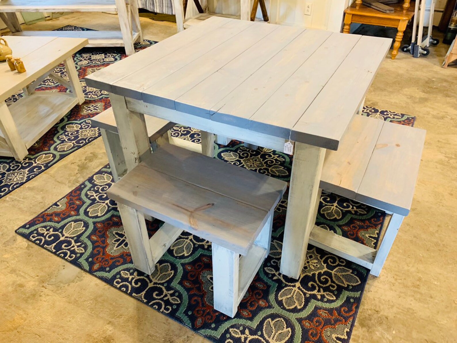 Square Farmhouse Table Rustic Farmhouse Table Dining Set - Etsy
