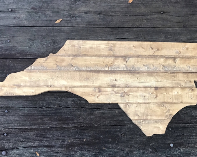 Large North Carolina Cutout Sign with Rustic Look NC Provincial Brown Stain Wall Art and NC Wall Decor