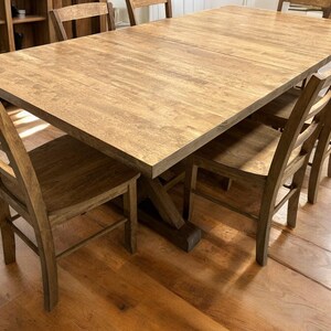 Extendable Farmhouse Dining Table Set: Provincial Brown Trestle Base - Etsy