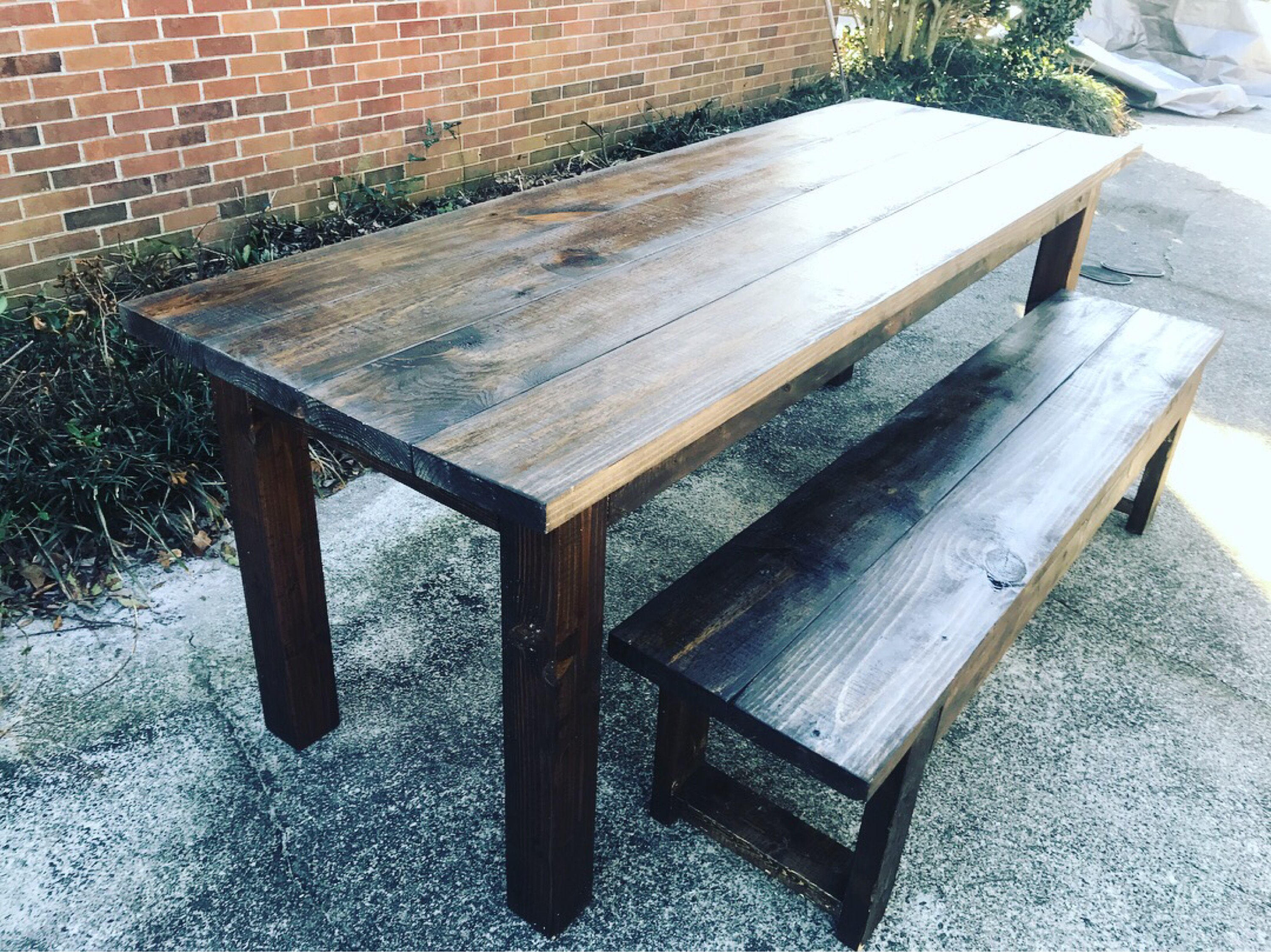 Rustic Farmhouse Table Set, Farmhouse Table with Bench, 7ft Farmhouse