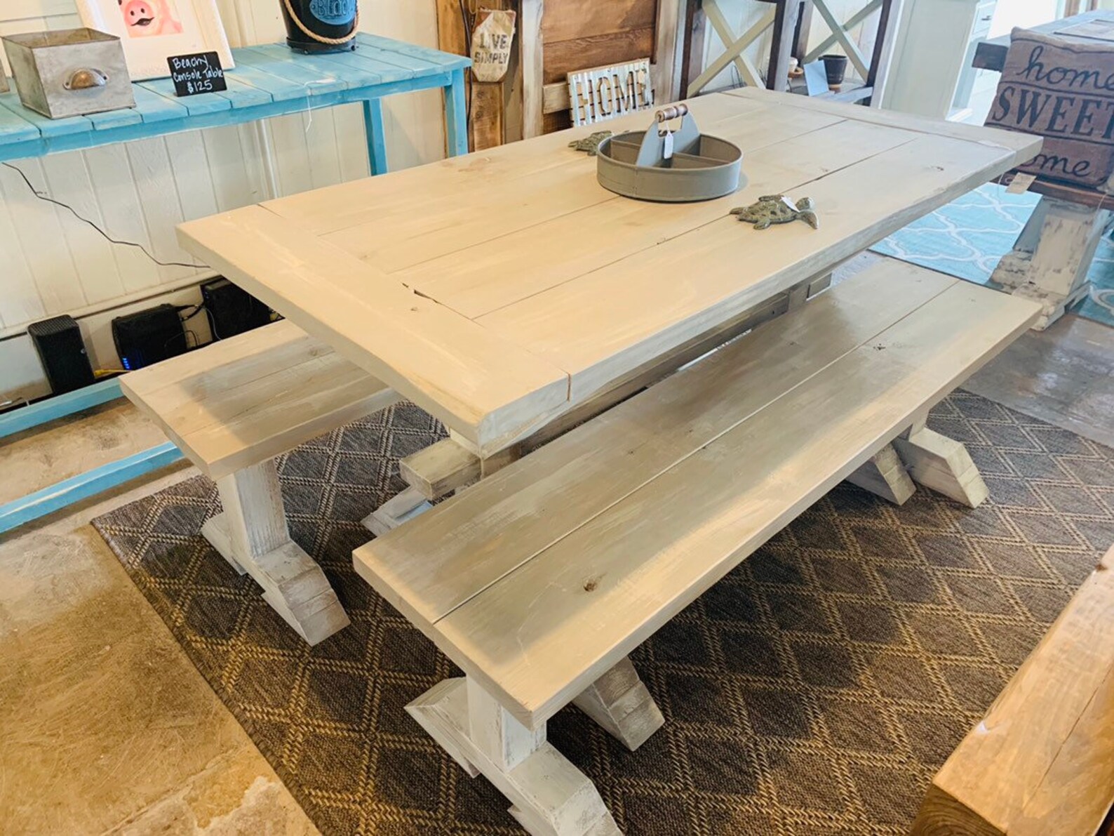 Small Rustic Farmhouse Table Set With Long Benches and Etsy