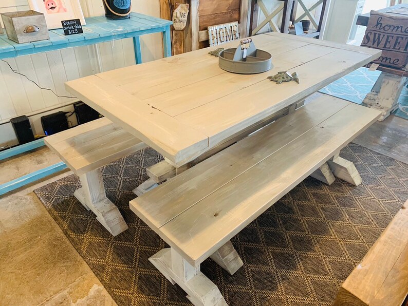Small Rustic Farmhouse Table Set With Long Benches and Etsy
