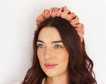 Powder Pink Satin Scrunchie Headband, Oversized Headband, Hair Accessories