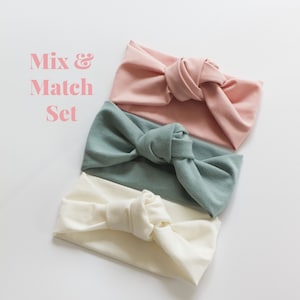 Mix & Match Knotted Baby Toddler Girl Headband Set, Baby Top Knot, Newborn Headband, Baby Turban, Baby Girl Headband Bow Set