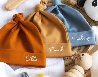 Bonnet personnalisé pour nouveau-né : bonnet bébé en coton personnalisé