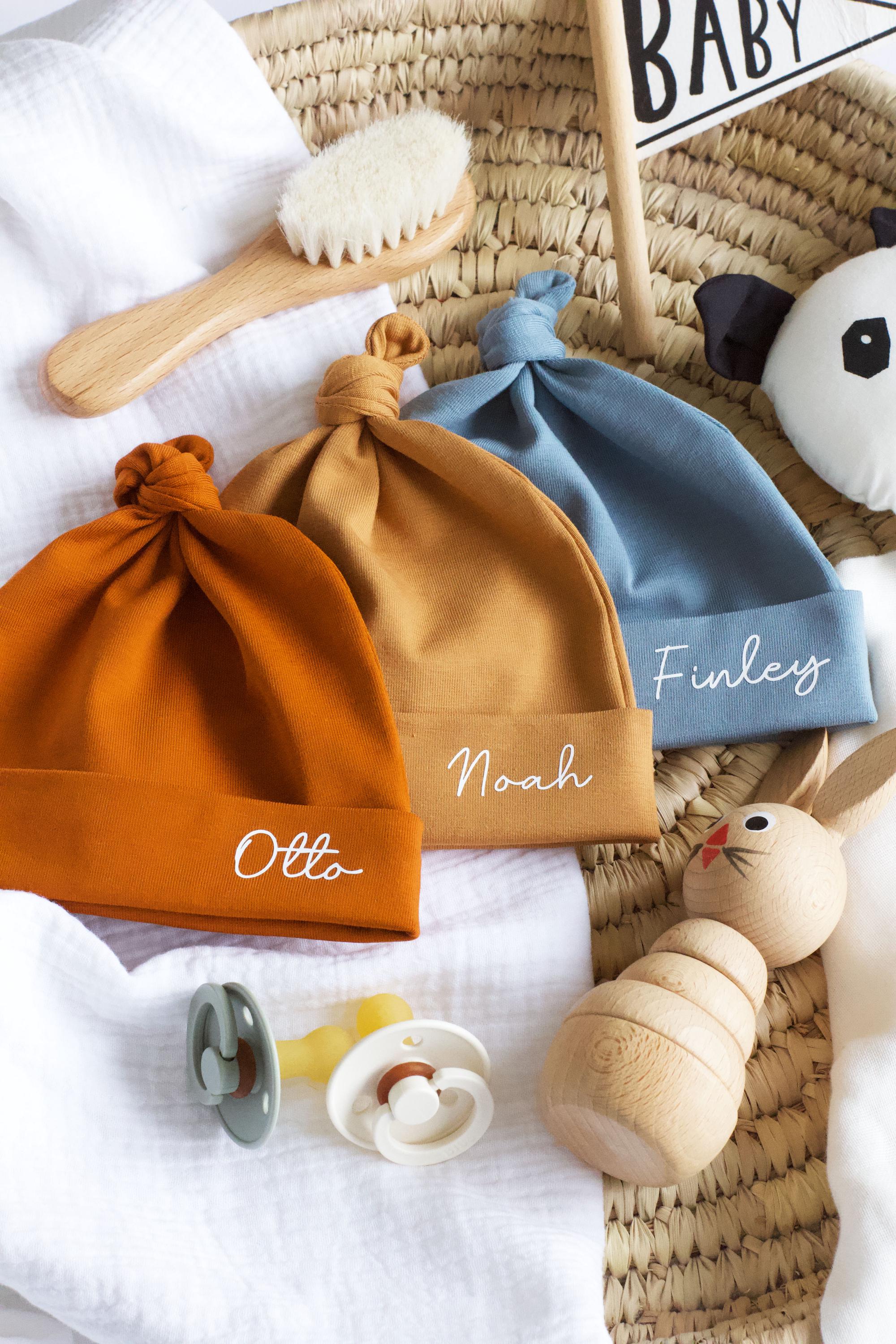 Personalized Newborn Knot Hat: Custom Cotton Baby Beanie