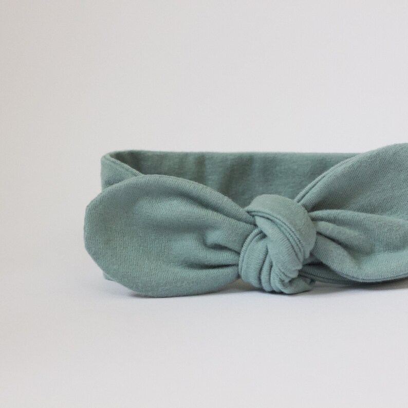 Sea Green Baby Toddler Knotted Headband Bow, Newborn Headband Bow, baby girl topknot headband, baby bow, toddler bow, baby headband image 2