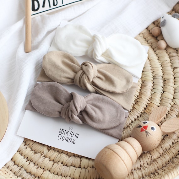 SET OF 3 Baby Headbands Neutral Baby Knot Headband Set Toddler Headband Baby Head Wrap Baby Girl Headband Newborn Headband Baby Bow Etsy UK