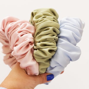 Sage Green Satin Scrunchie Headband, Sustainable Accessories, Satin Headband made from deadstock fabric image 4