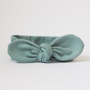 Sea Green Knotted Baby Headband: Soft Cotton Jersey Bow