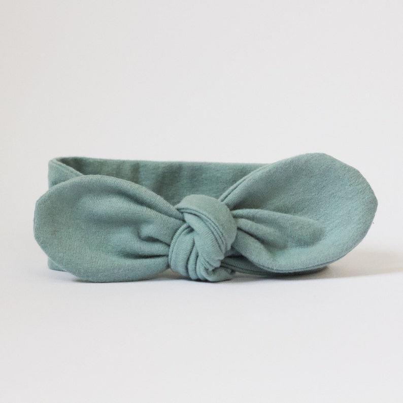 Sea Green Baby Toddler Knotted Headband Bow, Newborn Headband Bow, baby girl topknot headband, baby bow, toddler bow, baby headband image 1