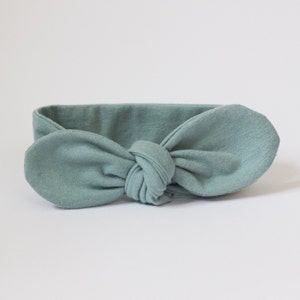 Sea Green Baby Toddler Knotted Headband Bow, Newborn Headband Bow, baby girl topknot headband, baby bow, toddler bow, baby headband image 3