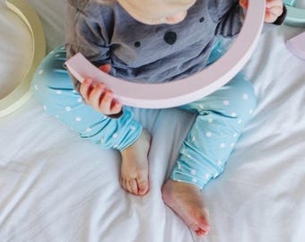 Aqua Polka Dot Baby Leggings: Handmade Unisex Cotton Jersey