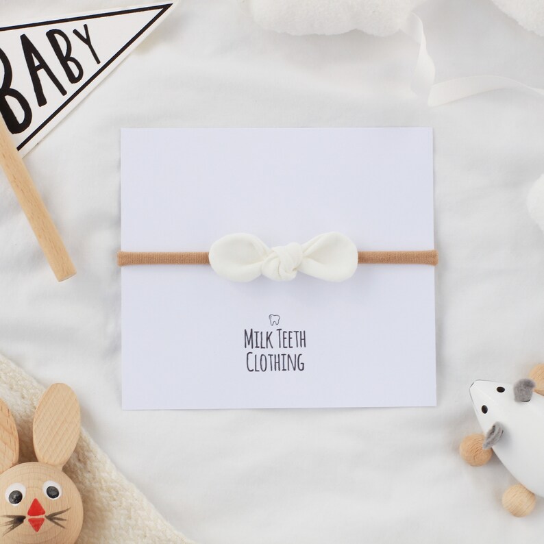 Toddler Headband Baby Shower Gift Cream Baby Bow Headband Christening Baby Girl Bow Headband Newborn Baby Gift Newborn Headband
