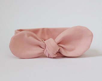 Dusky Pink Baby Toddler Knotted Headband Bow, Baby Top Knot Headband, Knot Headband, Newborn Headband, Baby Girl Headband, Baby Girl Bow