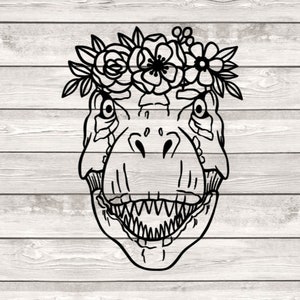 Dinosaur decal, floral dinosaur, T-Rex decal, dinosaur sticker, T-rex sticker, Tyrannosaurus Rex, car decal, dino decal, dino sticker