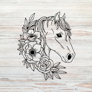 Horse decal, equestrian decal, car decal, horse sticker, flower decal, horse gift, equestrian sticker, pony decal, truck decal