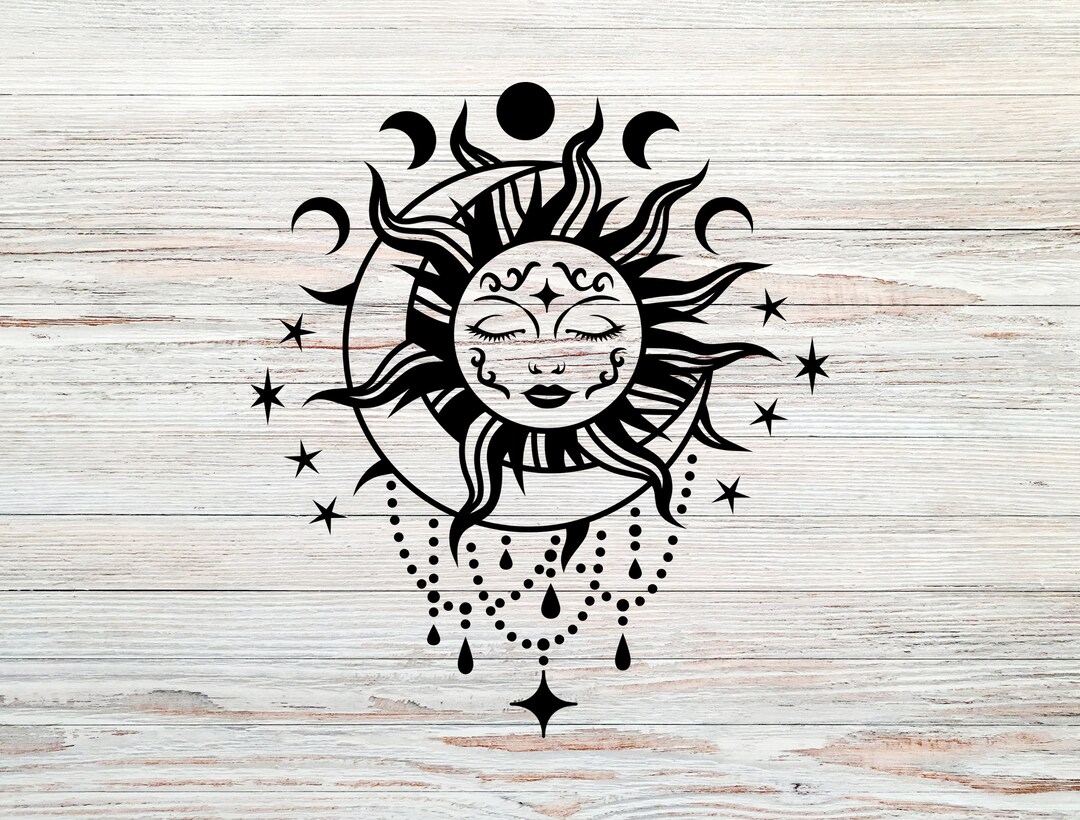 Sun and Moon Decal Sun Decal Moon Decal Car Decal Mystical Etsy