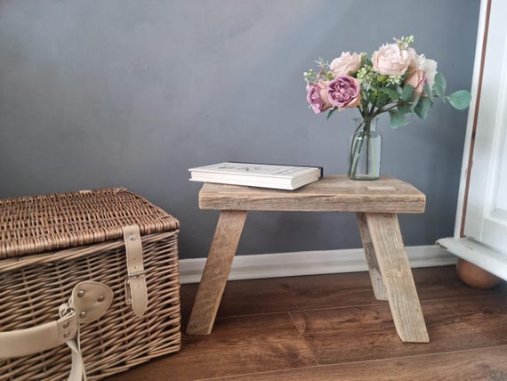 Handmade Rustic Wooden Milking Stool | Reclaimed Timber | Vintage Farmhouse Stool | Small Wooden Stool