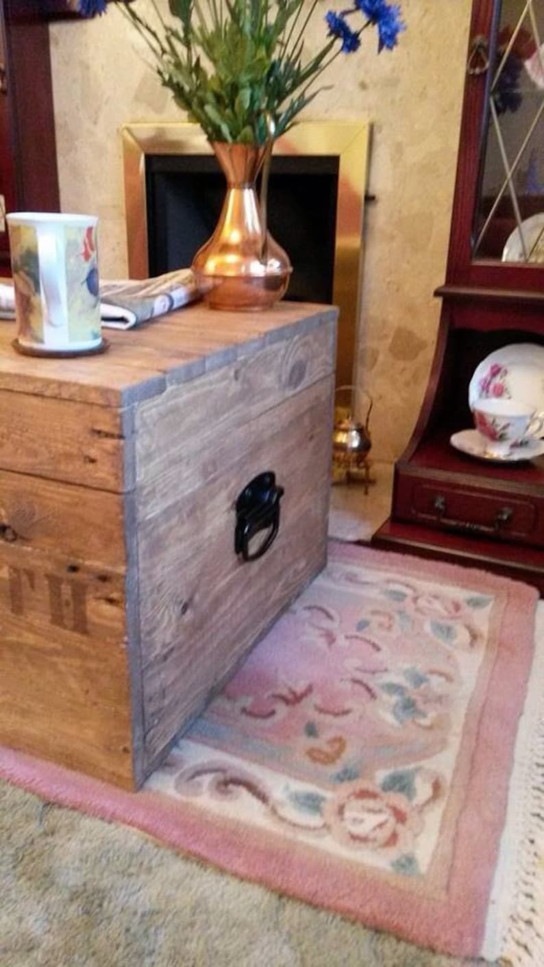 Old Vintage Antique Style Wooden Chest Trunk Storage