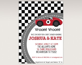 car themed baby shower invitations