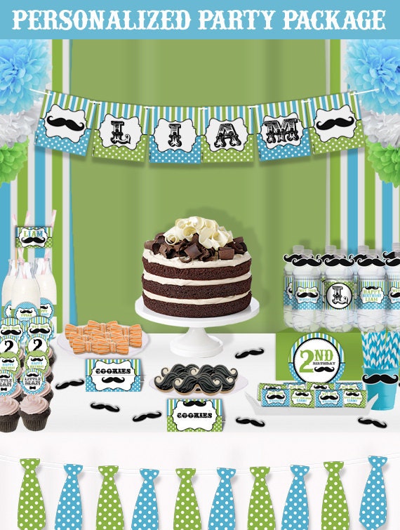 Little Man Mustache Bash Birthday Party Banniere Murale Vert Etsy France