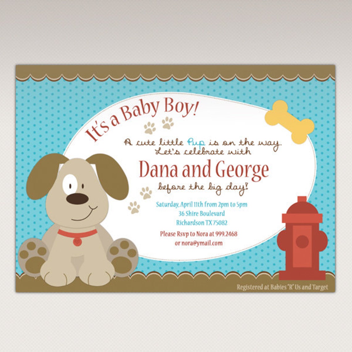 Puppy Dog Baby Shower Party printable invitation 492 Etsy
