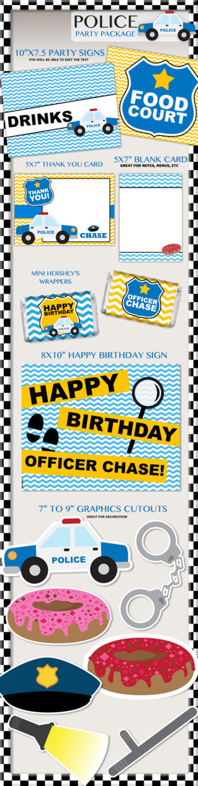 Police Birthday Party Printable Cops &amp; Robbers Party | Etsy