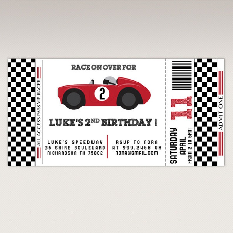 Racing Car Birthday Party Invitation Printable Invitation Etsy