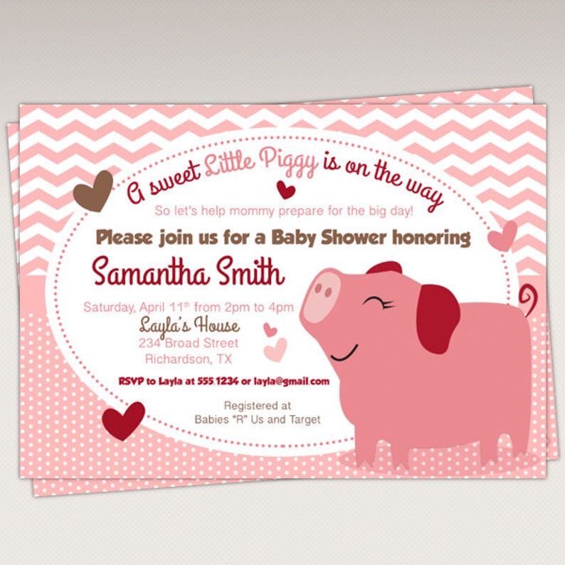 Cute Little Piggy Baby Shower Invitation Pig Printable | Etsy