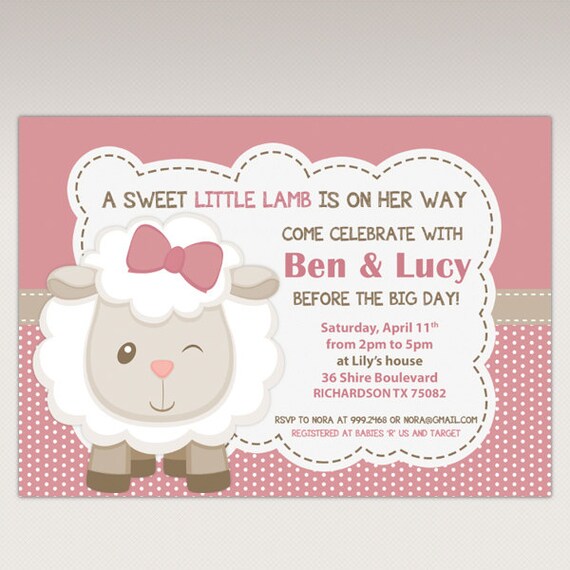 Cute Little Lamb Baby Shower Invitation 388 Etsy